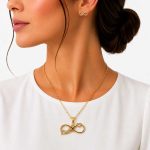 نیم ست زنانه رنگ ثابت و ضد حساسیت طرح بی‌نهایت و لاو طلایی کد NS-ST-014 - تصویر 2
