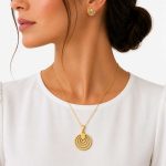 نیم ست زنانه رنگ ثابت و ضد حساسیت طرح دایره مینیمال طلایی کد NS-ST-015 - تصویر 2