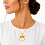 نیم ست استیل زنانه رنگ ثابت و ضد حساسیت طرح جغد طلایی کد NS-ST-023 - تصویر 2