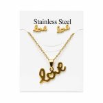 نیم ست زنانه رنگ ثابت و ضد حساسیت طرح Love طلایی کد NS-ST-027