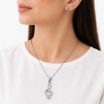 نیم ست استیل زنانه طرح نت موسیقی نقره‌ای کد NS-ST-038 - تصویر 2