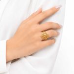 انگشتر طرح طلا زنانه مدل گندمی لوزی کد RG-005 - تصویر 2