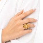 انگشتر طرح طلا زنانه مدل گندمی حصیری کد RG-008 - تصویر 2