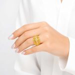 انگشتر طرح طلا زنانه مدل گندمی مشبک کد RG-010 - تصویر 2