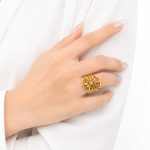 انگشتر طرح طلا زنانه مدل گل گندمی کد RG-011 - تصویر 2