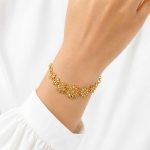 دستبند زنانه استیل طرح طلا مدل گل چندتایی کد SH-BRTG-002 - تصویر 2
