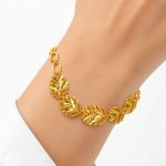 دستبند زنانه استیل طرح طلا مدل خوشه گندم کد SH-BRTG-004 - تصویر 2