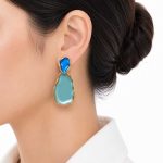 گوشواره میناکاری آویز آبی زنانه کد GAB-023 - تصویر 2