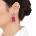 گوشواره میناکاری آویز صورتی زنانه کد GAB-025 - تصویر 2