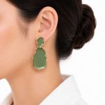 گوشواره میناکاری آویز سبز زنانه کد GAB-026 - تصویر 2