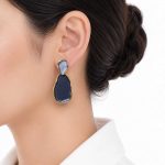 گوشواره میناکاری آویز سرمه‌ای زنانه کد GAB-027 - تصویر 2