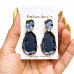 گوشواره میناکاری آویز سرمه‌ای زنانه کد GAB-027 - تصویر 3