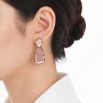 گوشواره میناکاری آویز صورتی صدفی زنانه کد GAB-028 - تصویر 2