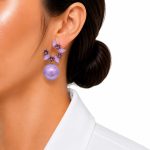 گوشواره آبرنگی نگین‌دار بنفش مدل مرواریدی کد GAB-035 - تصویر 2