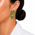 گوشواره آبرنگی نگین‌دار سبز مدل مرواریدی کد GAB-036 - تصویر 2