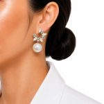 گوشواره آبرنگی نگین‌دار سفید مدل مرواریدی کد GAB-037 - تصویر 2