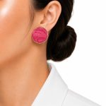 گوشواره آبرنگی دایره‌ای سرخابی مدل سنگی کد GAB-041 - تصویر 2