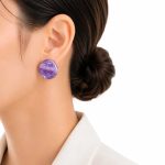 گوشواره آبرنگی دایره‌ای بنفش مدل صدفی کد GAB-045 - تصویر 2