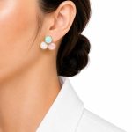 گوشواره زنانه میخی طرح سه دایره رنگی کد GAB-049 - تصویر 2