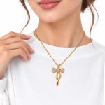 گردنبند زنانه نگین‌دار مدل پاپیون کد NK-ZR-223 - تصویر 2