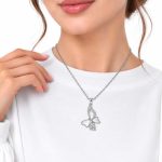 گردنبند زنانه نگین‌دار مدل پروانه صدفی کد NK-ZR-229 - تصویر 2