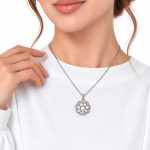 گردنبند زنانه مرواریدی نگین‌دار مدل گل کد NK-ZR-233 - تصویر 2
