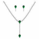 نیم ست زنانه نگین اشکی سبز سواروفسکی کد NS-MJ-025