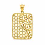 پلاک طرح طلا مدل مستطیلی گل‌دار کد PL-TG-019