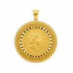 پلاک طرح طلا مدل سکه الیزابت با حاشیه ملیله کد PL-TG-021