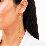 گوشواره آویزی طرح طلا زنانه مدل گلدار کد TP-ER-020 - تصویر 2