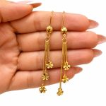 گوشواره آویزی طرح طلا زنانه مدل گلدار کد TP-ER-020 - تصویر 3