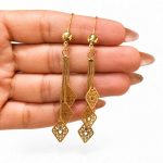 گوشواره آویزی طرح طلا زنانه مدل لوزی کد TP-ER-022 - تصویر 3