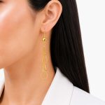 گوشواره آویز زنانه طرح طلا مدل اشکی کد TP-ER-025 - تصویر 2
