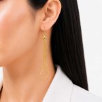 گوشواره آویز زنانه طرح طلا مدل لوزی کد TP-ER-027 - تصویر 2