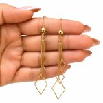 گوشواره آویز زنانه طرح طلا مدل لوزی کد TP-ER-027 - تصویر 3