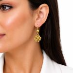 گوشواره آویز زنانه طرح طلا مدل گوی دوریکا کد TP-ER-030 - تصویر 2