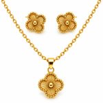 نیم ست تک پلاک ونکلیف طلایی طرح طلا کد VANC-SET-05