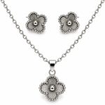 نیم ست تک پلاک ونکلیف نقره‌ای زنانه کد VANC-SET-08