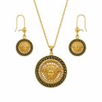 نیم ست ورساچه استیل طلایی مدل مدوسا کد VERSACE-NS-02