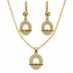 نیم ست تیفانی نگین دار استیل طلاییTIFFANY-NS-01