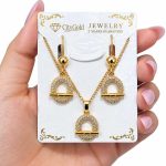 نیم ست تیفانی نگین دار استیل طلاییTIFFANY-NS-01 - تصویر 3