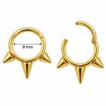 پیرسینگ گوش حلقه‌ای طلایی سه اسپایک کد EP-001