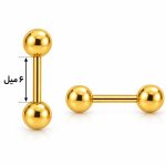 پیرسینگ بیسیک گوش دو سر گوی طلایی استیل کد EP-019