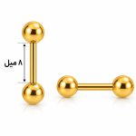 پیرسینگ بیسیک گوش دو سر گوی طلایی استیل کد EP-020
