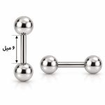پیرسینگ بیسیک گوش دو سر گوی نقره‌ای استیل کد EP-023