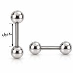 پیرسینگ بیسیک گوش دو سر گوی نقره‌ای استیل کد EP-025