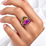 انگشتر زنانه سنگ سواروفسکی اصل هفت‌رنگ کد RNG-JWL-01 - تصویر 2