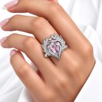 انگشتر زنانه جواهری نگین قلب صورتی کد RNG-JWL-03 - تصویر 2
