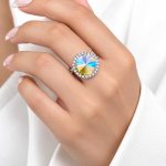 انگشتر زنانه جواهری نگین گرد هفت‌رنگ کد RNG-JWL-07 - تصویر 2